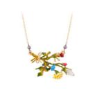 Fashion Elegant Plated Gold Enamel Flower Ladybug Cubic Zirconia Necklace Golden - One Size