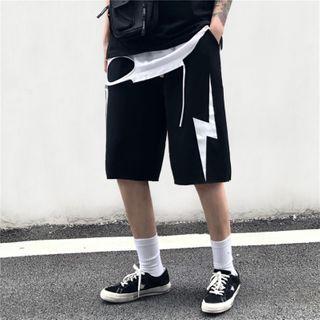 Thunder Print Drawstring Shorts
