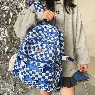 Checkered Bear Print Backpack