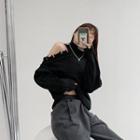 Mock-neck Plain Ripped Sweater