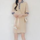 Short-sleeve Polo Collar Mini Knit Dress