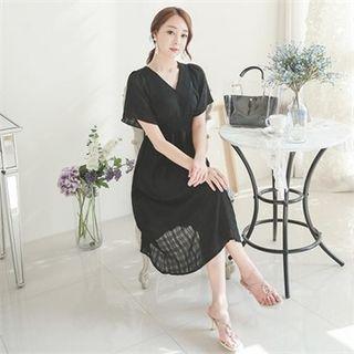 Bell-sleeve Smocked A-line Dress