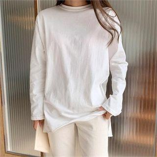Round-neck Long T-shirt Ivory - One Size