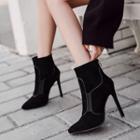 Stiletto Panel Pointy-toe Ankle Boots