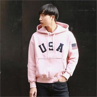 Fleece-lined Logo-front Hoodie