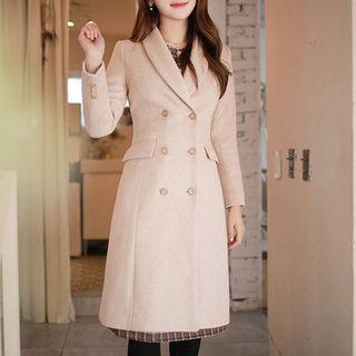 Shawl-collar Double-breasted Long Coat