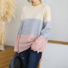 Dip-back Color-block Sweater