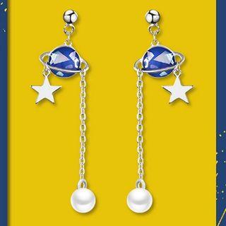 Faux Pearl Faux Crystal Planet & Star Dangle Earring