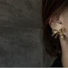 Bow Alloy Earring 1 Pai R- Gold - One Size