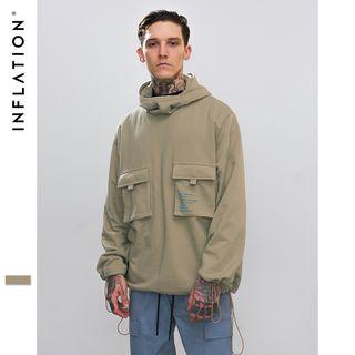 Pocket-accent High-neck Hooded Pullover