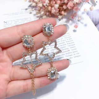 Non-matching Rhinestone Star Dangle Earring