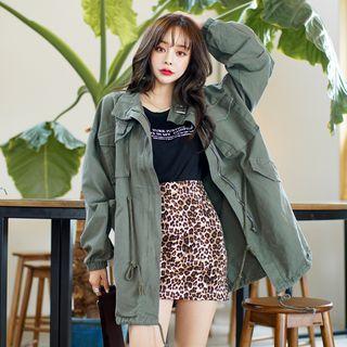 Buckled Stand-collar Safari Jacket