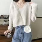 Cable-knit Distressed Cropped Sweater