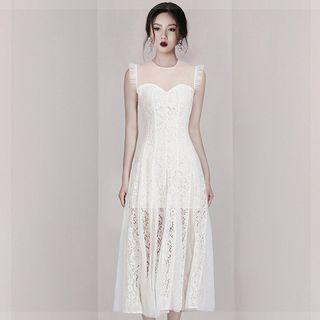 Sleeveless Maxi Lace A-line Dress