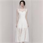 Sleeveless Maxi Lace A-line Dress