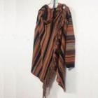 Striped Tassel Open Front Cardigan