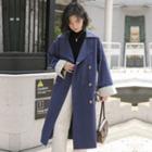 Double-breasted Midi Trench Coat Navy Blue - One Size