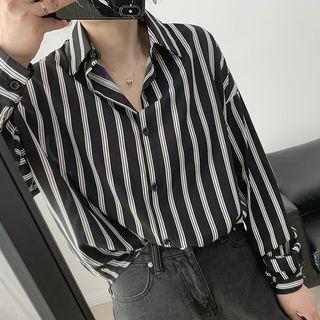 Striped Long-sleeve Shirt Black - One Size