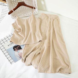 Set: Dotted Camisole + A-line Midi Skirt