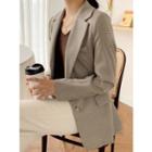 Single-breasted Glen-plaid Jacket Beige - One Size