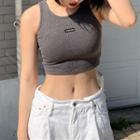 Cropped Knit Tank Top Dark Gray - One Size