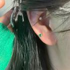Rhinestone Ear Stud Single - Green - One Size
