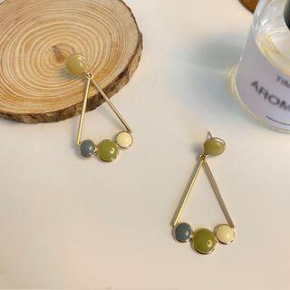 Disc Glaze Triangle Alloy Dangle Earring 1 Pair - Blue & Green - One Size