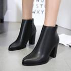 Faux Leather Chunky-heel Ankle Boots