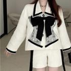 Embroidered Bow Cropped Jacket
