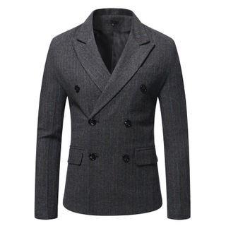 Long-sleeve Double Button Striped Blazer