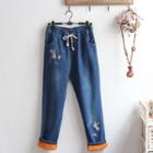 Cat & Mice Embroidered Straight-fit Jeans