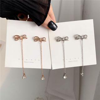 Rhinestone Alloy Bow Dangle Earring