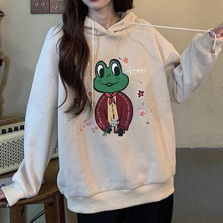 Cartoon Frog Print Hoodie