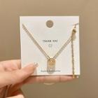 Rhinestone Pendant Stainless Steel Necklace X583 - Gold - One Size