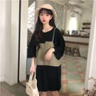 Set: 3/4-sleeve Mini T-shirt Dress + Spaghetti Strap Top