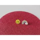 Non-matching Smiley Face Rainbow Stud Earring