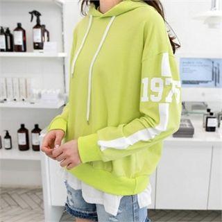 Hooded Lettering Sleeve Pullover