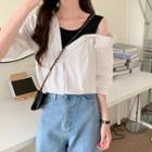 Cold-shoulder Mock Two-piece Top