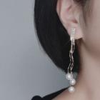 Faux Pearl Rhinestone Drop Earrings / Clip On Earring