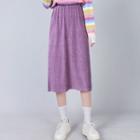 Midi Straight-fit Skirt Purple - One Size