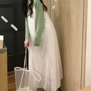 Long-sleeve Plain T-shirt / Maxi Jumper Dress
