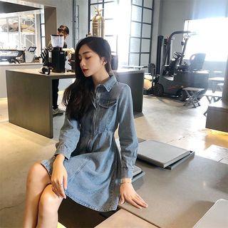 Washed A-line Denim Dress
