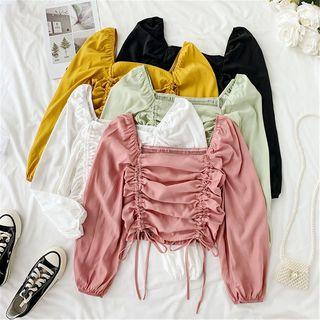 Puff Sleeve Crinkled Top