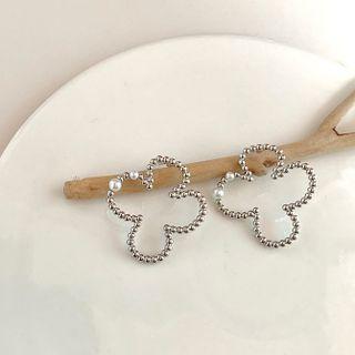 Rhinestone Clover Earring Silver - One Size