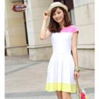 Cap-sleeve Color-block Dress