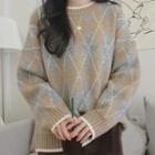 Contrast Trim Patterned Sweater