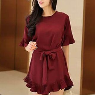 Frilled Bell-sleeve Dress