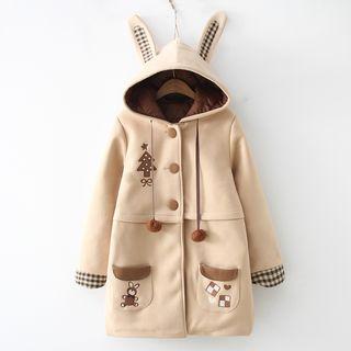 Rabbit Embroidered Hooded Padded Coat