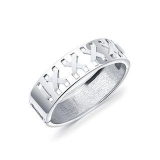 Fashion Exaggerated Wide Version Of Hollow Geometric Bangle Silver - One Size