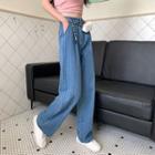 Striped High-waist Wide-leg Jeans